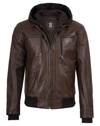Image of Blingsoul Leather Jacket Men With Detachable Hooded - Real lambskin Leather Jackets For Mens