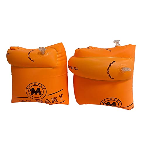 Mofek Inflatable Swim Rollup Arm Bands Floatation Sleeves Swimming Rings Floats Tube Armlets for Adult (Orange)
