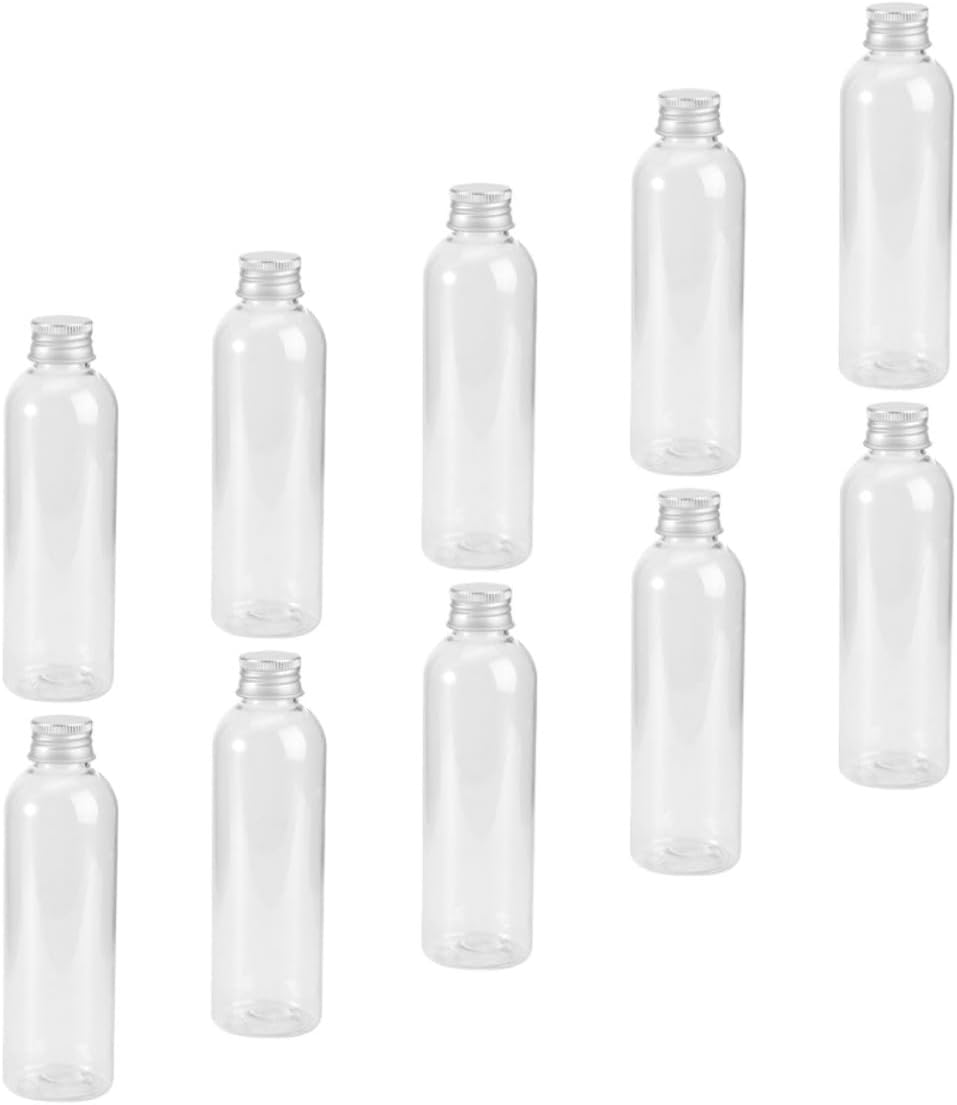 22pcs Refillable Transparent Plastic Travel Bottles with Aluminum Caps Liquid Dispensing Containers for Toiletries and Cosmetics