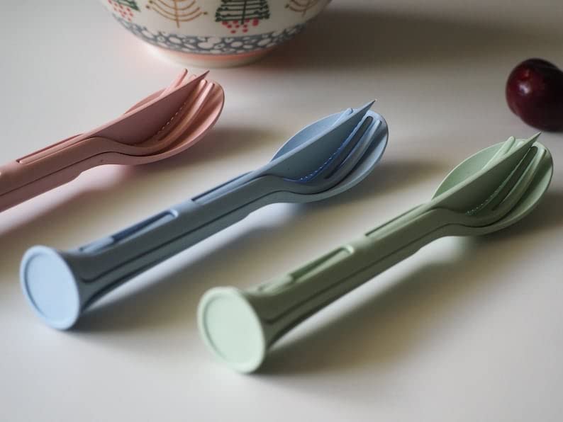 XML 3 in 1 Spoon Set Plastic Fork and Knife Kitchen Cutlery for Baby Travel, School, Picnic, Office, Daily Use (Multicolor, Pack of 5) 4