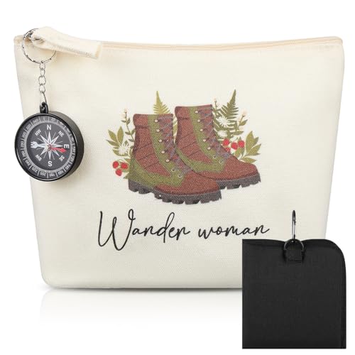 Namalu 4er Set Wandern Geschenke Enthalten Wasserdicht Wetterfest Sitzkissen Outdoor Faltbar Kompass Wundertüte Wander Woman Canvas Tasche Regenponcho Wanderzubehör für Damen(Schwarz,4-Fach)