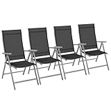 SONGMICS Gartenstuhl, faltbar, 4 Stück, Sitz, für den Außenbereich,...