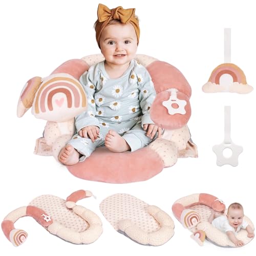 Image of 4 in 1 Tummy Time Mat & Seated Support Pillows with Educational Cards, Play Mat, Sitting Support for Newborn 0-12 Months, Infant Sit Up Floor Seat, Sensory Development Gifts Play Toys, Light Koala