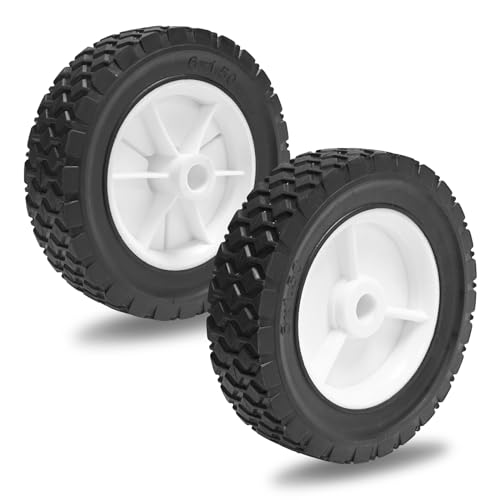 Sutmorly 6 Inch Plastic Wheels Replaces for Oregon 72-106, Universal Wheels Tires Compatible with Craftsman AYP MTD Lawnmower, Replacement Radio Flyer Wagon BBQ Grill Trash Can Hand Truck Lawn Sprayer