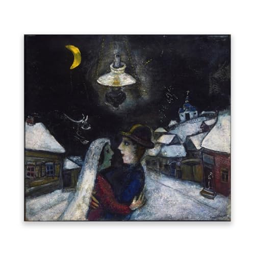 Marc Chagall Poster In the night - Reproduction Tableau Célèbre d'une finesse exceptionnelle