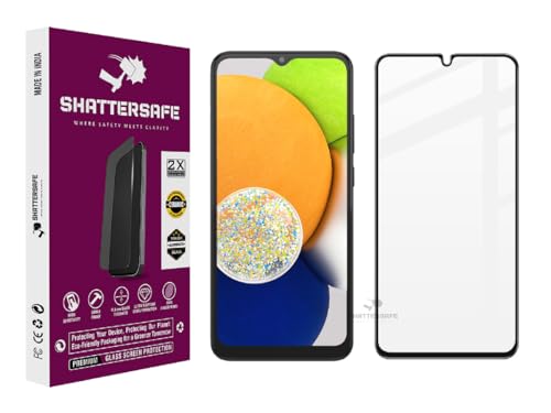 Shattersafe® Oleophobic Tempered Glass For Samsung Galaxy A03 / A03s / A03 Core / A04/ A04s / A04 Core / A02s / M04 / M02s [Pack of 1]. Edge To Edge Full Screen Protection With Easy Installation Kit.