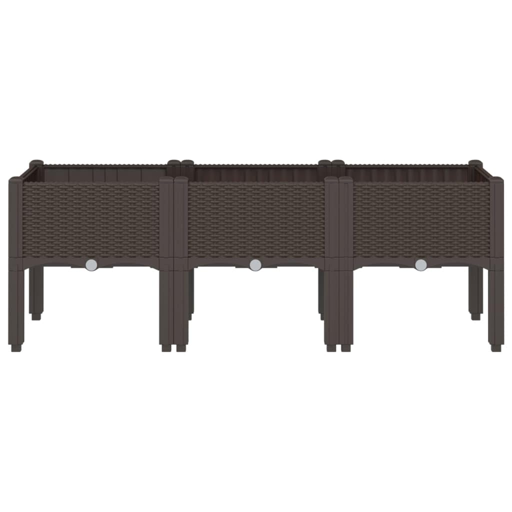 vidaXL Jardinière avec Pieds, Lit Surélevé, Bac à Fleurs, Pot de Plantes Jardin Patio Terrasse Arrière-Cour Extérieur, Marron 120x40x42 cm PP