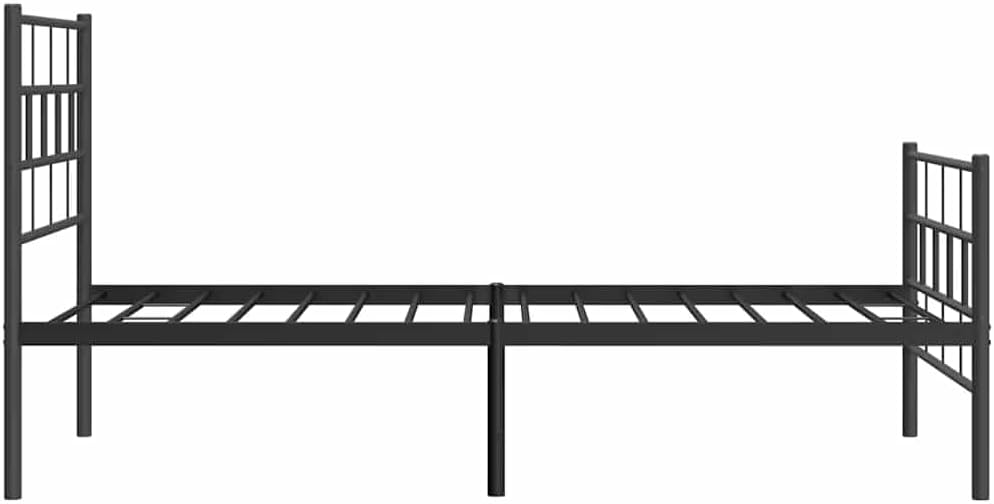 vidaXL 12-Inch Black Metal Twin XL Bed Frame with Headboard & Footboard, Heavy-Duty Slats Support with Under-Bed Storage for Modern Bedroom, No Box Spring Needed & Easy Assembly, No Mattress