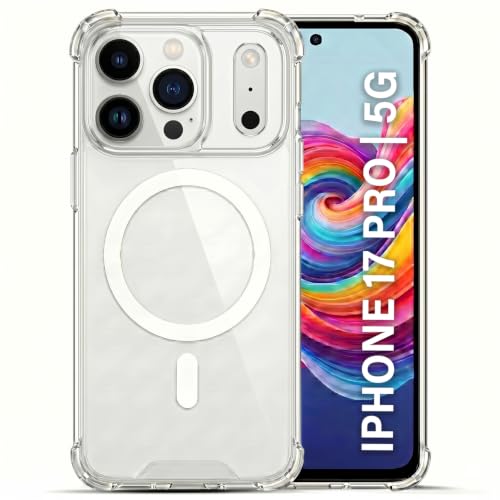 Image of TRUEUPGRADE Back Cover for iPhone 17 Pro| Mag-Safe Printed Transparent Case | Hard PC Back + Soft TPU Bumper | Magnetic Print Shockproof Protective Cover | Crystal Clear