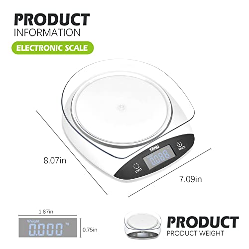 Dsp Electric Kitchen Scale, 11Lb/3Kg, High Accuracy Digital Scale With A Tray Food Scale With Lcd Display For Food Ounces And Grams (White) #TOP2