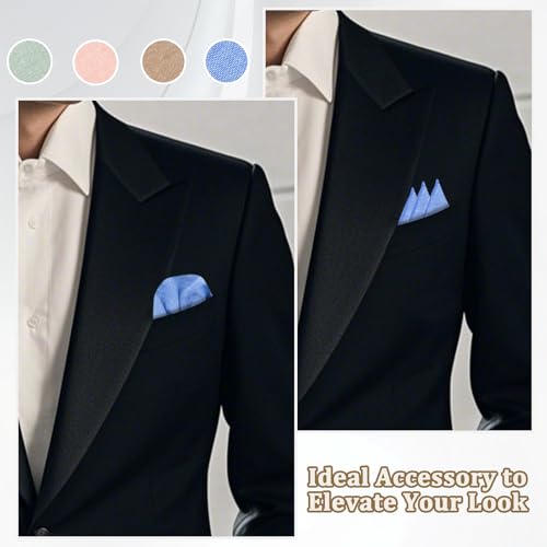 Image of LJBFNN Pocket Squares Handkerchiefs for Men Soft Cotton Mens Womens White Pocket Square with Holder for Suit Wedding Business