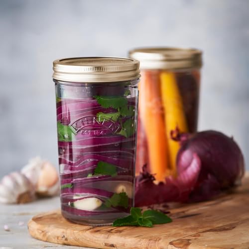 Image of Kilner Premium 4 x 500ml Wide Mouth Preserve Airtight Glass Jar | Transparent, Reusbale Kitchen Food Storage & Pickling Jar for Jams, Pickles, Herbs, Spices