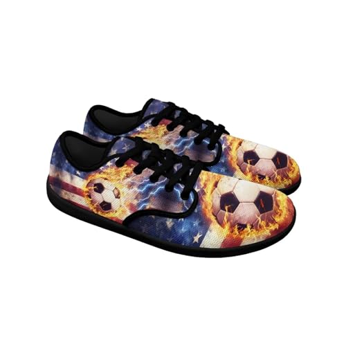 Soccer Flame Print Women's Wide Toe Barefoot Walking Shoes Football Men Breath Casual Travel Walking Shoes4