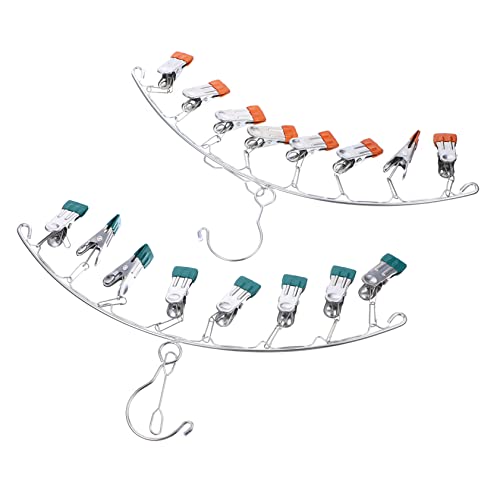 Levemolo 2pcs Multi Clip Hanger Foldable Clothes Rack Space Saving Hangers Clothes Organizer Skirt Hangers Towel Hanger Coat Hanger Sock Clips Organizers Towel Clips Stainless Steel
