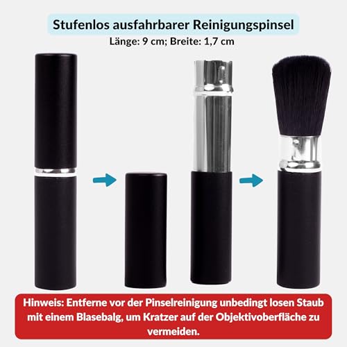 Lens-Aid Reinigungspinsel für Objektiv und Kamera: Pinsel mit Deckel und weichen Borsten zur Reinigung von Objektiv, Linse, Filter, Kamera, DSLR, Optik