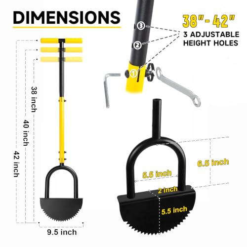 BlumeTrec Manual Edger Lawn Tool with 38"-42" Adjustable Length, Saw-Tooth Border Edger with Wide Footplate Manganese Steel Blade, Garden Edging Tool for Flower Beds, Landscaping, Sidewalks, Yard