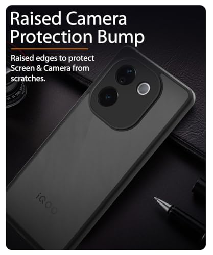 Image of WOW IMAGINE Translucent Hybrid Back Case Cover for iQOO Z9s Pro 5G | Vivo T3 Pro 5G Smoked Matte Back | Shock Proof 360 Degree Protection | Protective Hard Case - Matte Black