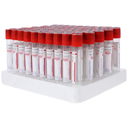 Tubo de Suero para Recolección de Sangre Venosa: Tubo de Vacío de Plástico Tubo de Presión Negativa Tubo de Sangre de 10Ml 100 Unidades con Contenedor de Muestreo para Laboratorio