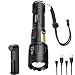 Produktbild LCOZX 3000 Lumen Taschenlampe, LED Taschenlampe Extrem Hell with USB Aufladbar und Zoombar, LED Taschenlampe IPX65 Wasserdicht für Camping Wandern Outdoor - Inklusive Batterien