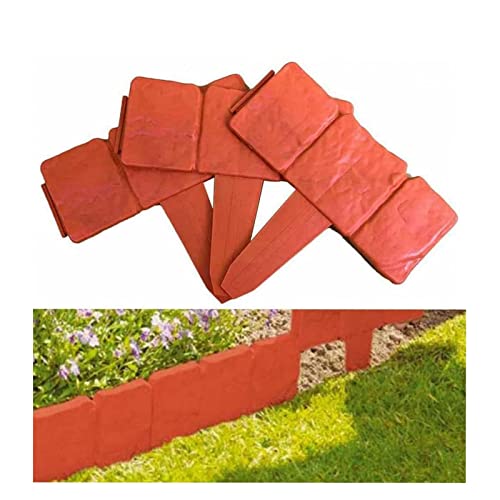 ERTLKP 20 bordes de césped en imitación de piedra, borde de plástico para jardín, borde de césped, borde de plástico con aspecto de piedra, borde para arriates, 26,5 x 23 cm (rojo ladrillo) Cover