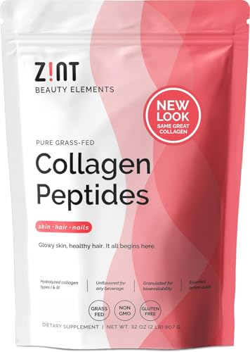 Zint Collagen Peptides Powder (32 oz) | Grass-Fed, Hydrolyzed Type I & III | Supports Skin, Hair, Joints & Gut Health | Rich in Key Amino Acids | Paleo-Friendly, Keto, Non-GMO, Unflavored
