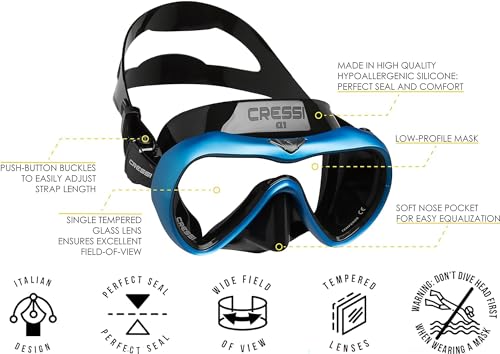 41GrmLlMyUL. SL500  - Cressi A1, Black/Blue, Clear Lens