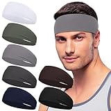 Sport Headbands for Men - 7 Pcs Sweat Absorbent Running Headband for Fitness Workout Running Rugby Baseball Yoga High Intensity Interval Training, Unisex Sweatband for Both Men and Women