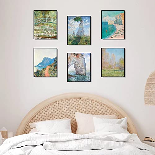 Claude Monet Wall Art Prints,6Pcs Water Lilies Claude Monet Posters Fine Artwork Paintings, Vintage Famous Art Posters,Aesthetic Posters For Room Decor,Retro Canvas Claude Monet Prints Pictures For Gallery Living Room Bedroom (8X10In,Unframed) #TOP3