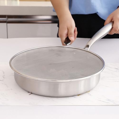 Pantalla antisalpicaduras de acero inoxidable en pack de 2 con mango de silicona para cocina 5