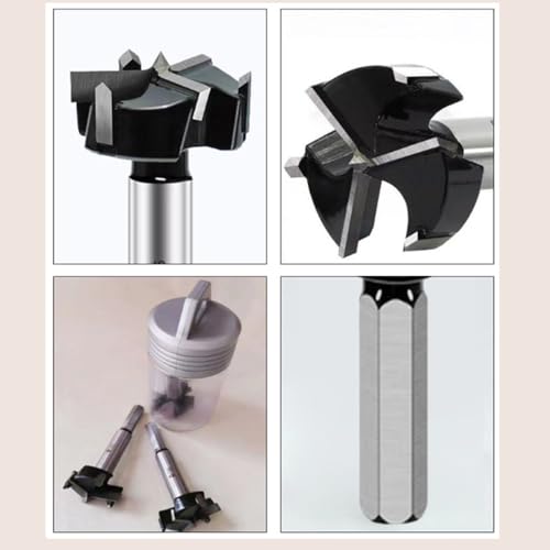 Miniatura 5 de Suqin Broca Forstner De 60 Mm Para Madera, Diámetro De 60 Mm, Longitud 90 Mm Broca Para Madera De Aleación De 3 Filos Con Vástago Hexagonal De 10 Mm Para Taladrar En Plástico Madera Contrachapada
