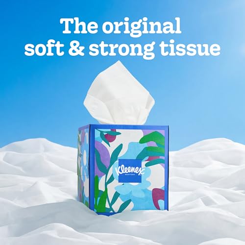 Image of Kleenex Trusted Care Facial Tissues, 4 Cube Boxes, 70 Tissues per Box, 2-Ply (280 Total), Packaging May Vary (Pack of 12)
