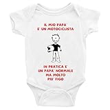 puzzletee body neonato festa del papà il mio papà è un motociclista, in pratica un papà normale, ma molto più figo - body divertenti