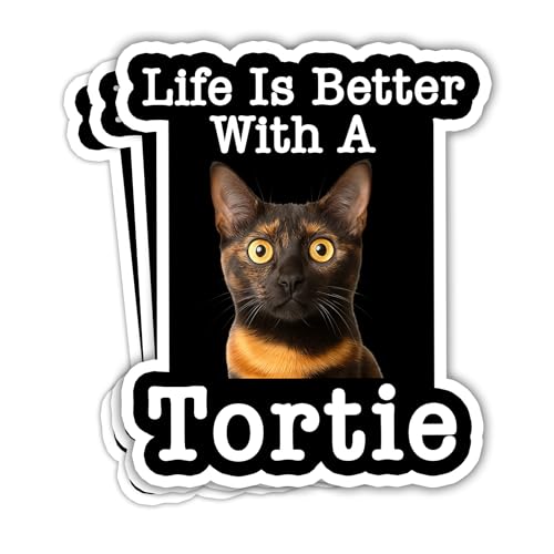 3 Pcs - Tortie Cat Life is Better with A Tortie Cat Stickers - Gifts Decoration Graphic for Auto Tablet Laptop Wall Window Bumper Water Bottle Tumbler Helmet Cars Trucks 3x4 inch A3