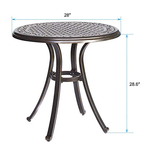 image for CASUAL WORLD 28 Inch Cast Aluminum Patio Bistro Table, Weather-Resista
