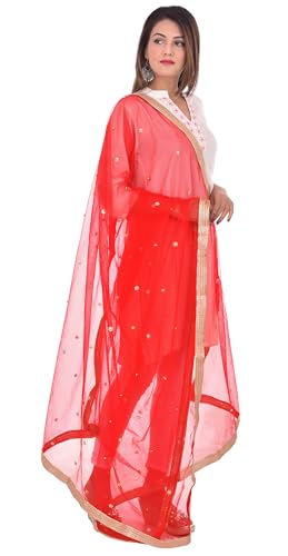 Image of YOUTHQUAKE Women's Embroidered Net Dupatta