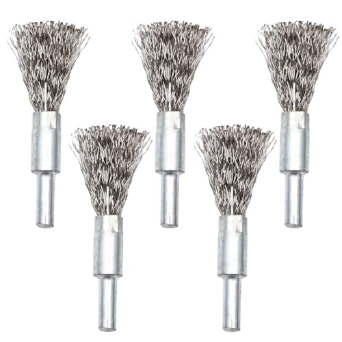 Holibanna 5pcs Stainless Steel Wire Drill Brush Heads, Handheld Electric Polishing and Test Tube Cleaning Spiral Brushes Accessory for Industrial Use