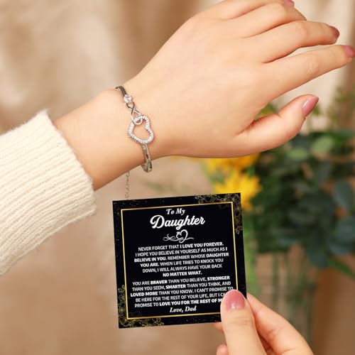 To My Daughter Bracelet From Dad With Heartfelt Message Card & Elegant Box, Bracelet For Girls, Daughter Birthday, Graduation, Wedding, Christmas Jewelry Gift From Daddy4