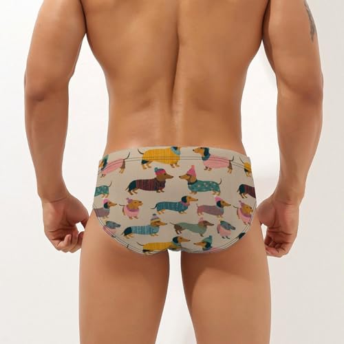 Cute Dachshund Dog Pattern Men's Swim Briefs Low Waist Bikini Swimsuit Underwear Beach Swimwear2
