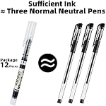 12 Pieces Rolling Ball Pens, Quick Dry Ink 0.5 mm Extra Fine Point Pens Liquid Ink Pen Rollerball Pens Black
