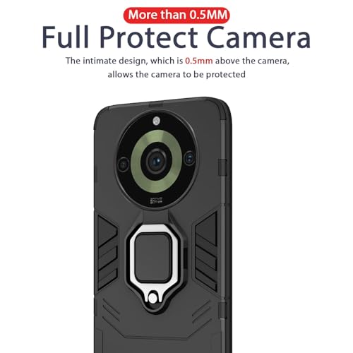 Image of Pikkme Back Cover for Realme 11 Pro /Pro Plus 5G | 360 Protection | Ring Holder | Kickstand | Tough Armor Case (Black)