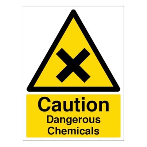 Image of V Safety Caution Dangerous Chemicals - Portrait 150 x 200 mm - 2mm Super-Tough Rigid Plastic Safety Sign