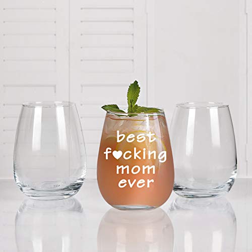 Best Mom Ever Wine Glass, Funny Stemless Wine Glass For Women, Mom, New Mom, Mom To Be, Wife - Great Ideas For Mother's Day, Birthday, Christmas #TOP3