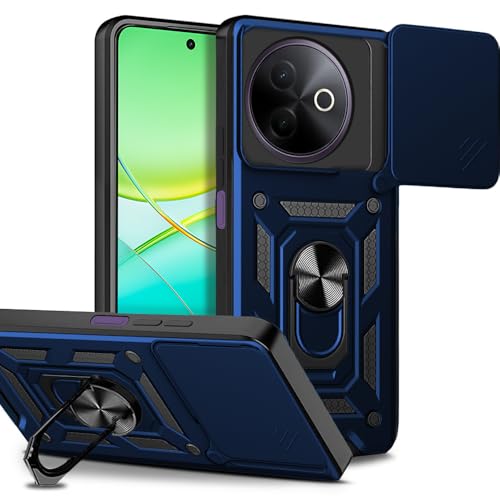 Image of AESTMO Tough Armor Vivo Y39 5G Bumper Back Case Cover | Ring Holder & Sliding Camera Shield Cover | 360 Degree Protection Back Case Cover for Vivo Y39 5G (Blue)