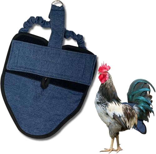 Hen Holster Premium Starter Kit - Bird Diaper, Wrap Around for Hens, Roosters, Ducks - Leak-Proof, Comfortable Bird Harness with Sewn-in Liner, Secure Hook & Loop Closure - Large, Denim
