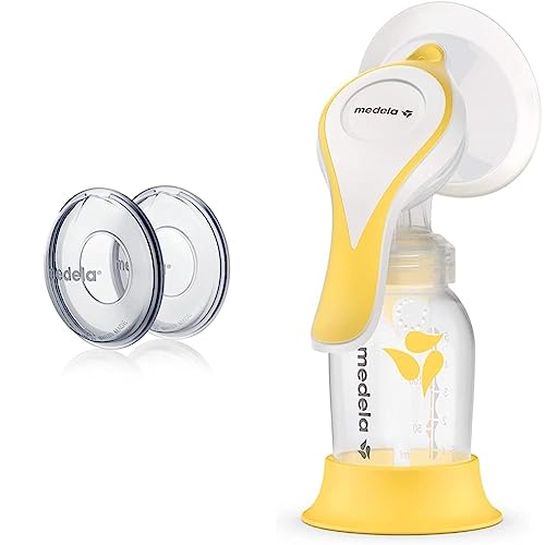 Image of Medela Harmony Manuel Breast Pump & Breast Milk Collection Shells Set, Includes Harmony Manual Breast Pump & 2 Count Collection Cups for Nursing and Breastfeeding Designed to Catch Excess Breastmilk