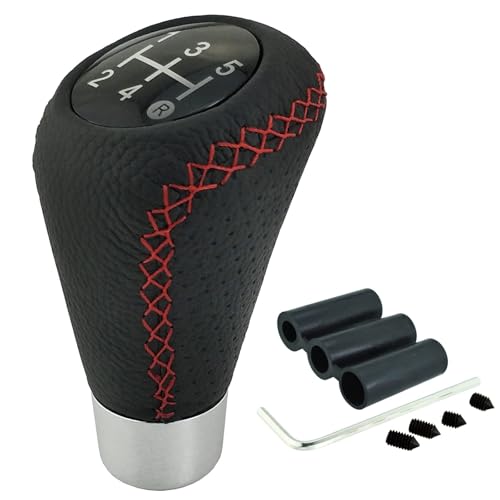 Lunsom 5速 シフトノブ 赤ステッチ