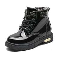 Maxu Fashion Botas de cano curto infantis masculinas de poliuretano impermeáveis, Preto, 8.5 Narrow Toddler