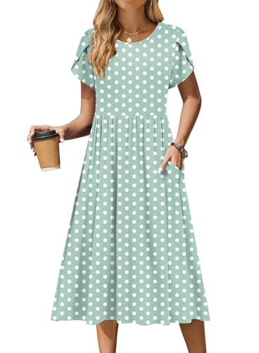 Image of Zeagoo Womens Summer Dresses Casual Aline Midi Dress Short Sleeve Floral Tshirt Dress Flowy Beach Sundresses with Pockets