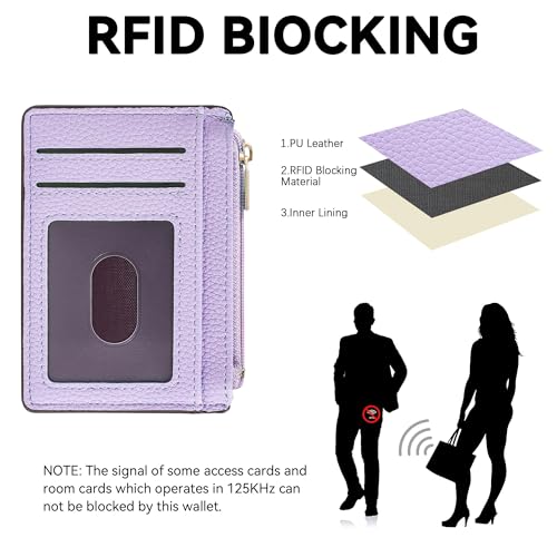Image of Tipmile Womens Credit Card Holder Wallet, Small Slim RFID Blocking Sleeve | Mini Tiny Cute ID Case, Minimalist Zipper Pocket Wallet, Thin Coin Purse, Mothers Gift