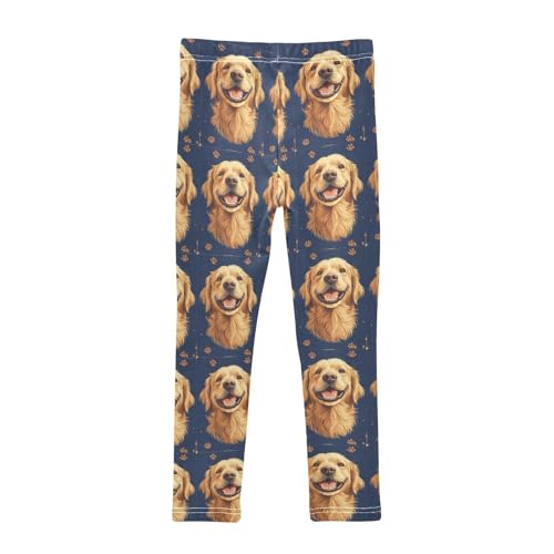Golden Retrievers Dog Paw Girls Leggings Kids Yoga Pants Dance Active Tights 4T2